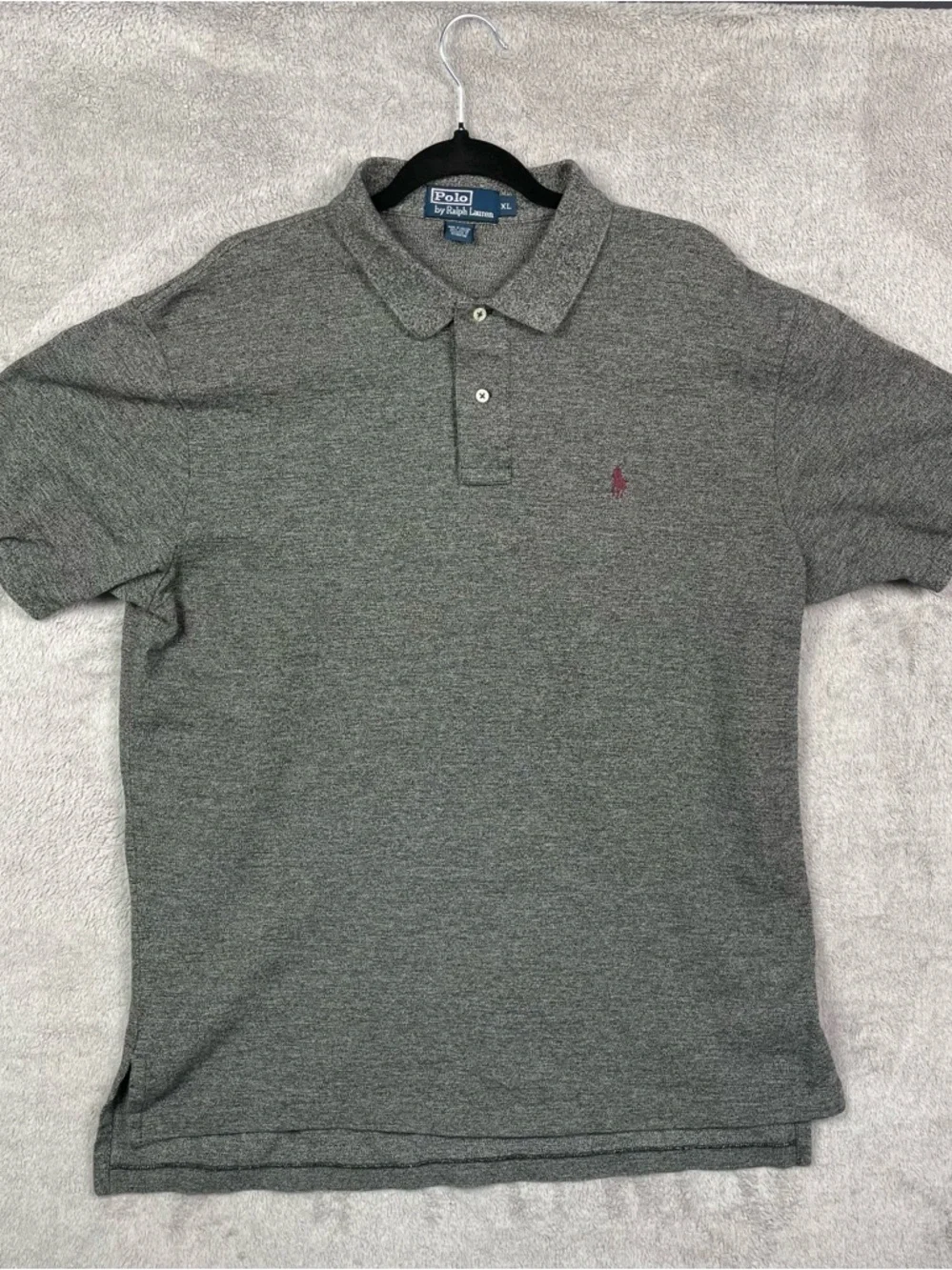 Polo Ralph Lauren Men's XL Gray Marl Cotton Polo Shirt - Short Sleeve - Bolivia